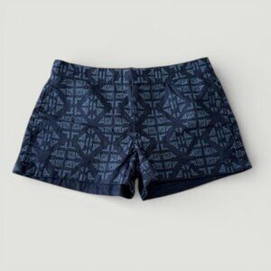 NWT Lucky Brand Women Shorts Size 4 Navy Linen Cotton Geo Print Casual Chic